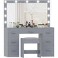 Vanity Desk with Drawers Lighted Hollywood Makeup Mirror and Stool