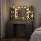 Large Makeup Vanity Desk with Mirror, RGB Lights, and Built-In Power Strip