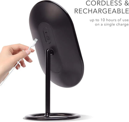 Vanity Makeup Mirror, Rechargeable with 3 Dimmable Light Settings and Dual Magnification - LP Replenish