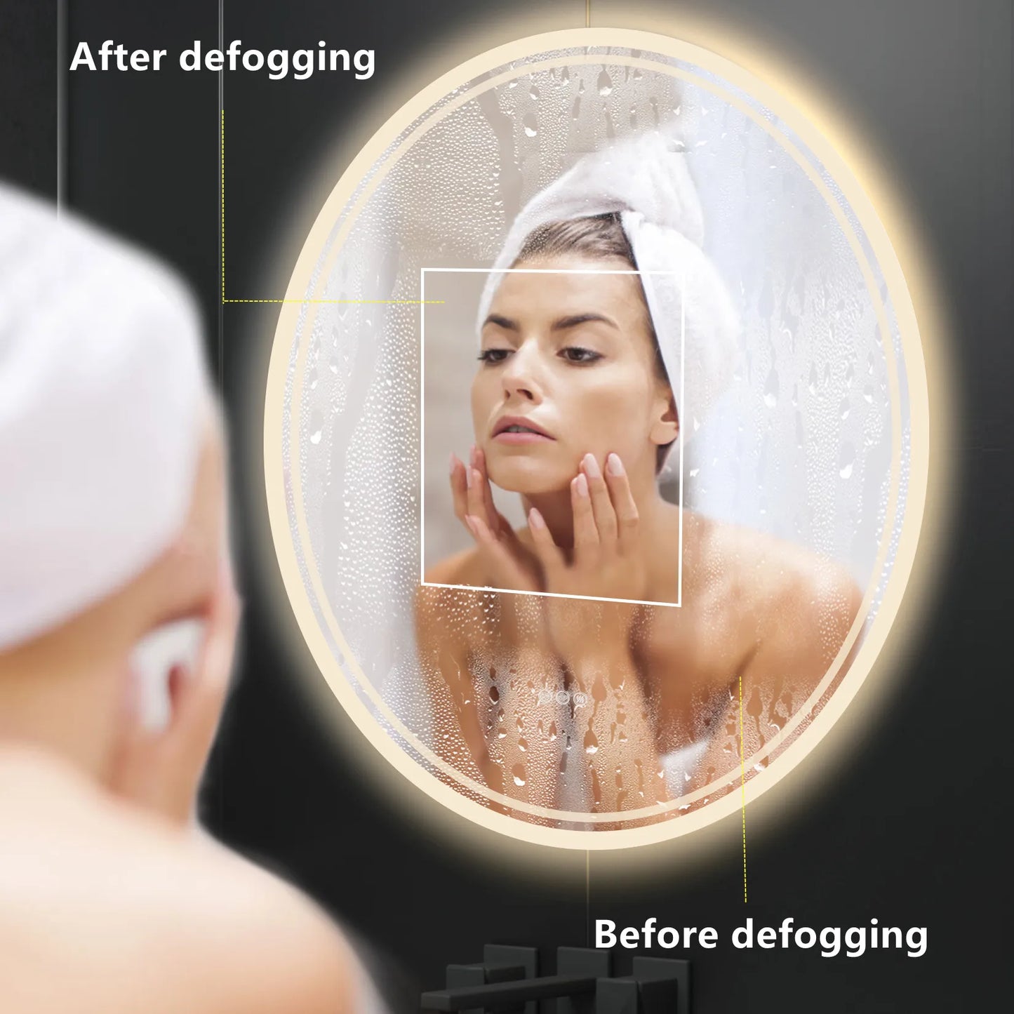 Smart Illuminate LED Round Mirror with Touch Screen and Anti-Fog Features