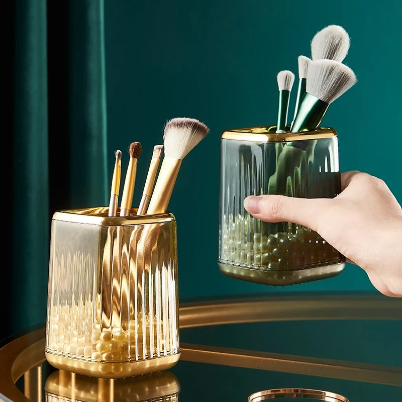 Luxury Desktop Makeup Brush Holder with Lid