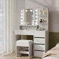 Makeup Vanity with Lights and Chair, Vanity Desk with 5 Drawers and Adjustable Brightness