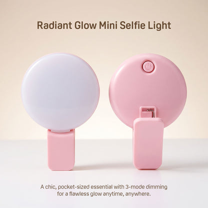RadiantGlow Mini Clip-On Selfie Light for Phone & Tablet, 3-Mode Dimming