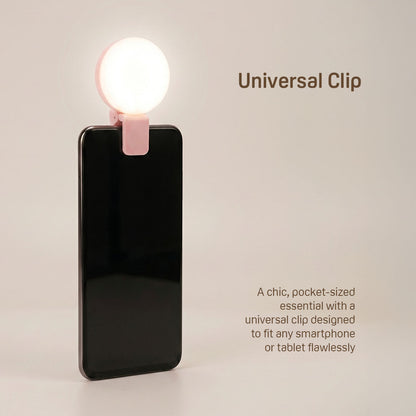 RadiantGlow Mini Clip-On Selfie Light for Phone & Tablet, 3-Mode Dimming