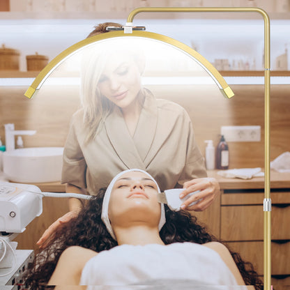 Gold LED Half Moon Shaped Lash Light with Floor Tripod - LP Replenish