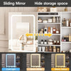 Makeup Vanity Desk with LED Lighted Sliding Mirror, Vanity Table with Jewelry Cabinet, and Charging Station - LP Replenish