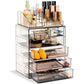 Clear Acrylic Cosmetic Organizer with Removable Top Compartment for Makeup and Jewelry Storage - LP Replenish