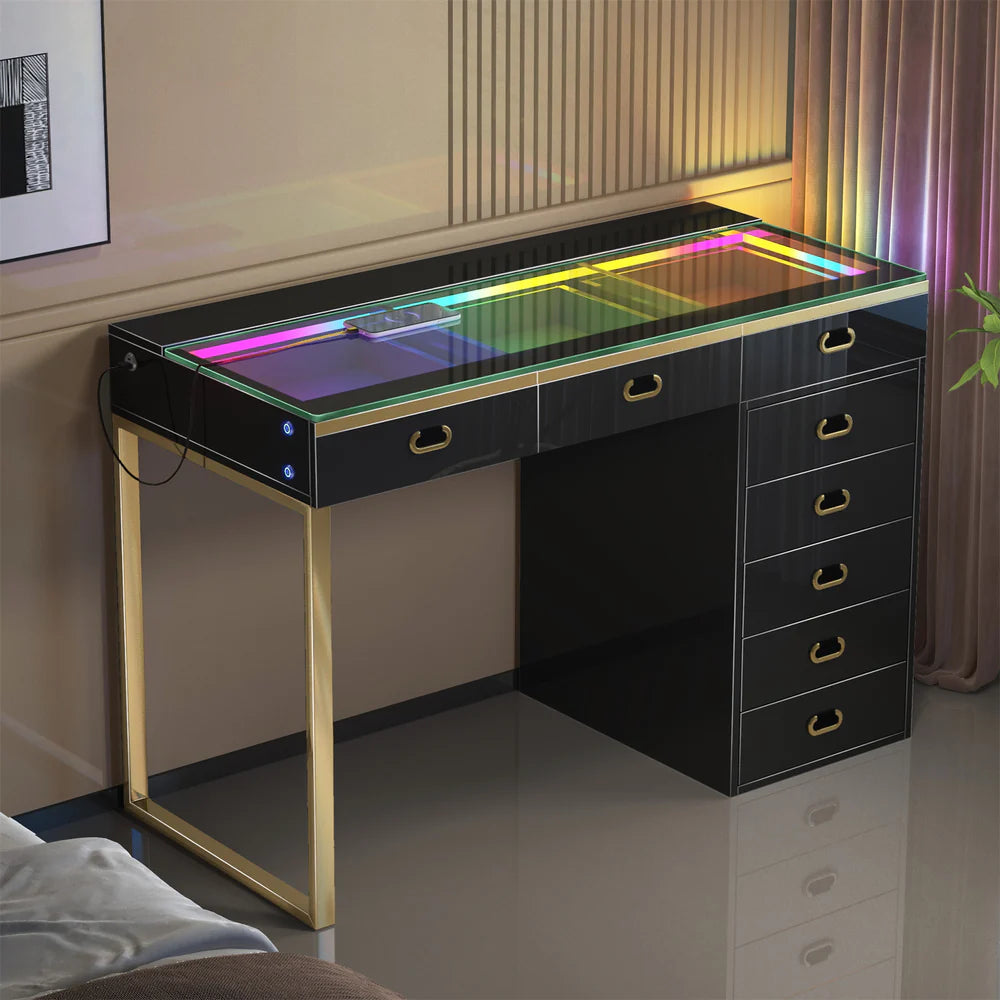 VanitiBar Royale | Luxury Vanity Desk with 8 Drawers