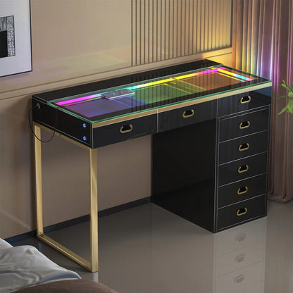 VanitiBar Royale | Luxury Vanity Desk with 8 Drawers