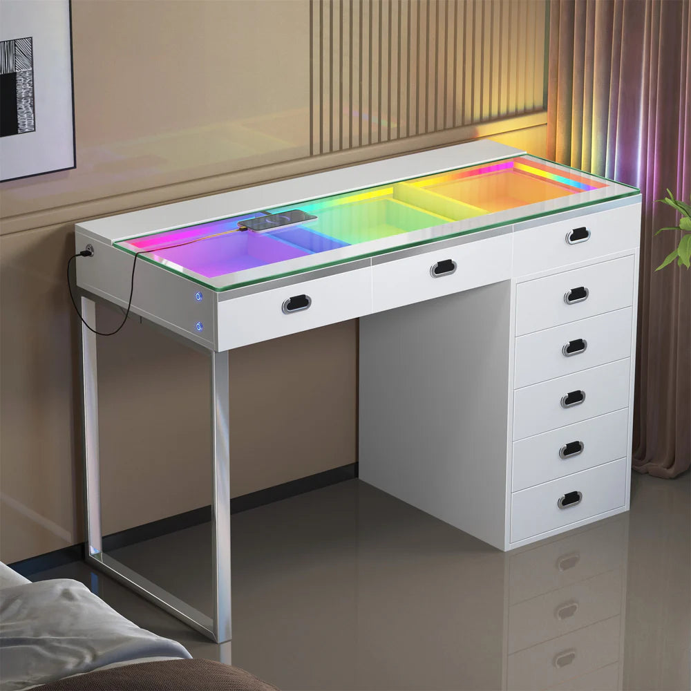 VanitiBar Royale | Luxury Vanity Desk with 8 Drawers