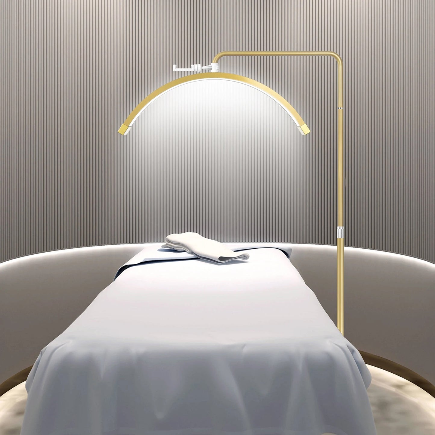 Gold LED Half Moon Shaped Lash Light with Floor Tripod - LP Replenish
