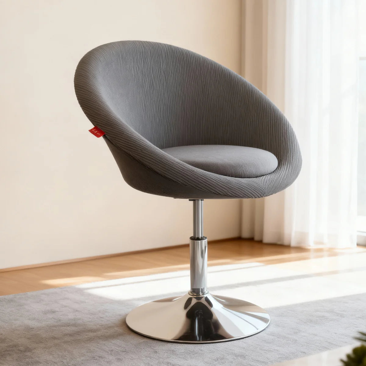 VanitiSeat Bella | Corduroy Vanity Chair, Adjustable Height, Swivel Base, Pink & Grey