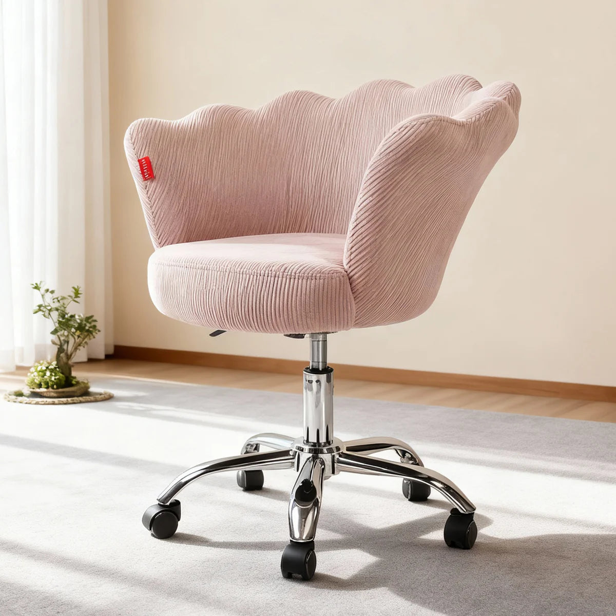 VanitiSeat Rosette | Corduroy Swivel Vanity Chair, Adjustable Height