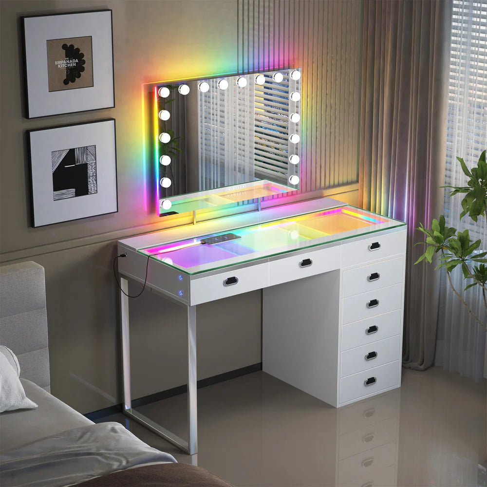 VanitiSet Royale | Luxury Vanity Desk and LED Mirror Set