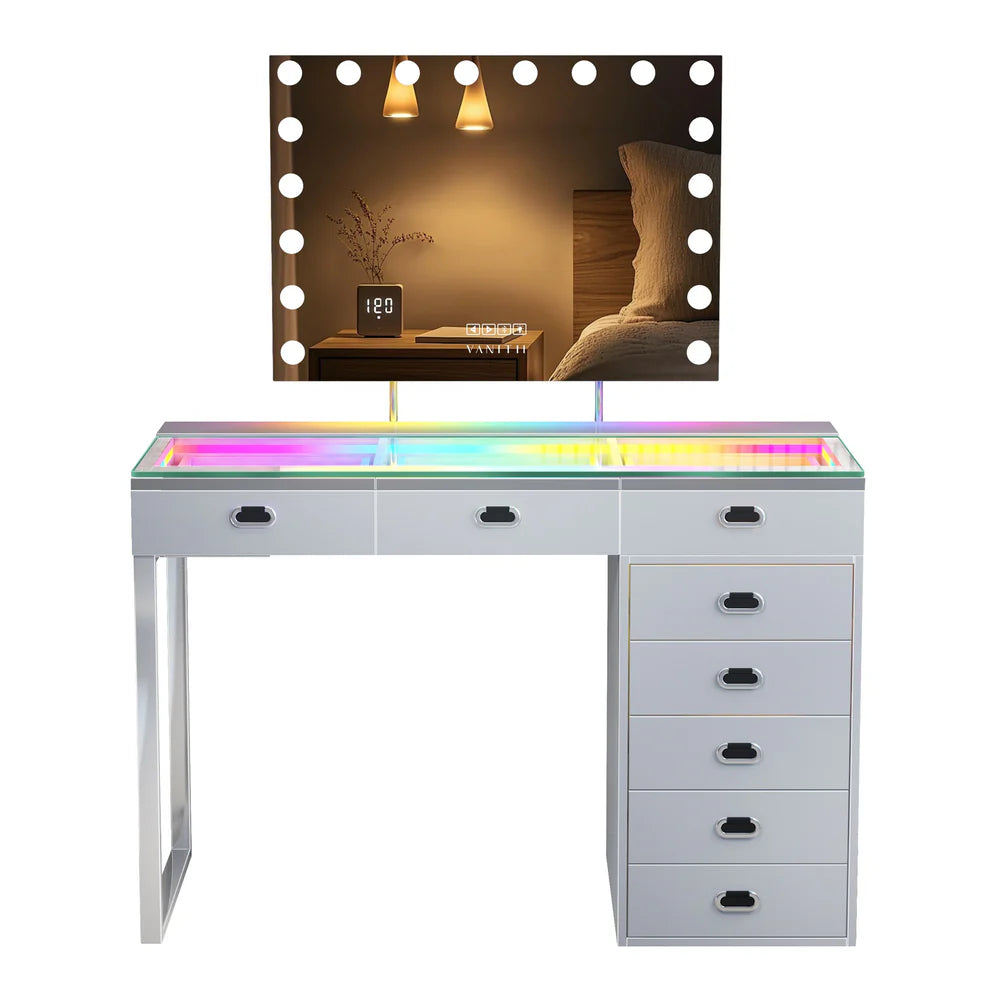 VanitiSet Royale | Luxury Vanity Desk and LED Mirror Set
