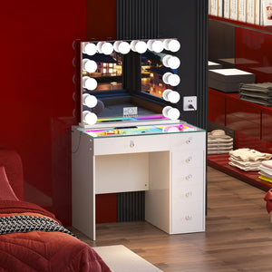 VanitiSet Veronica | Luxury Makeup with LED Mirror & 6 Drawers