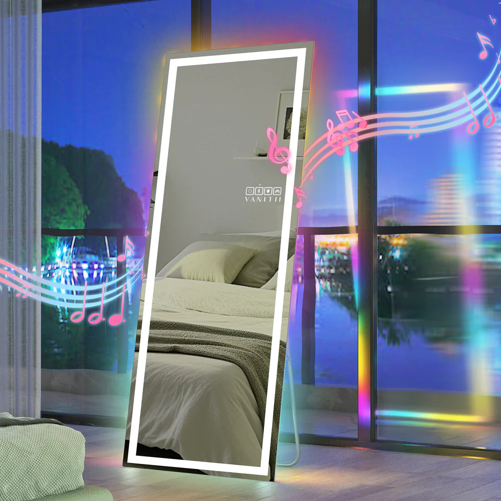 LUXE LED Full Length Rectangular Dressing Mirror with RGB Light and Stand - LP Replenish