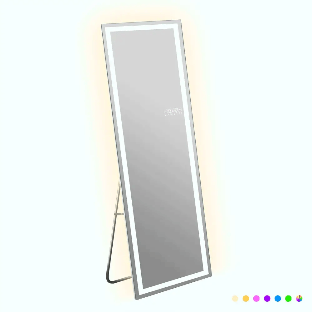 LUXE LED Full Length Rectangular Dressing Mirror with RGB Light and Stand - LP Replenish