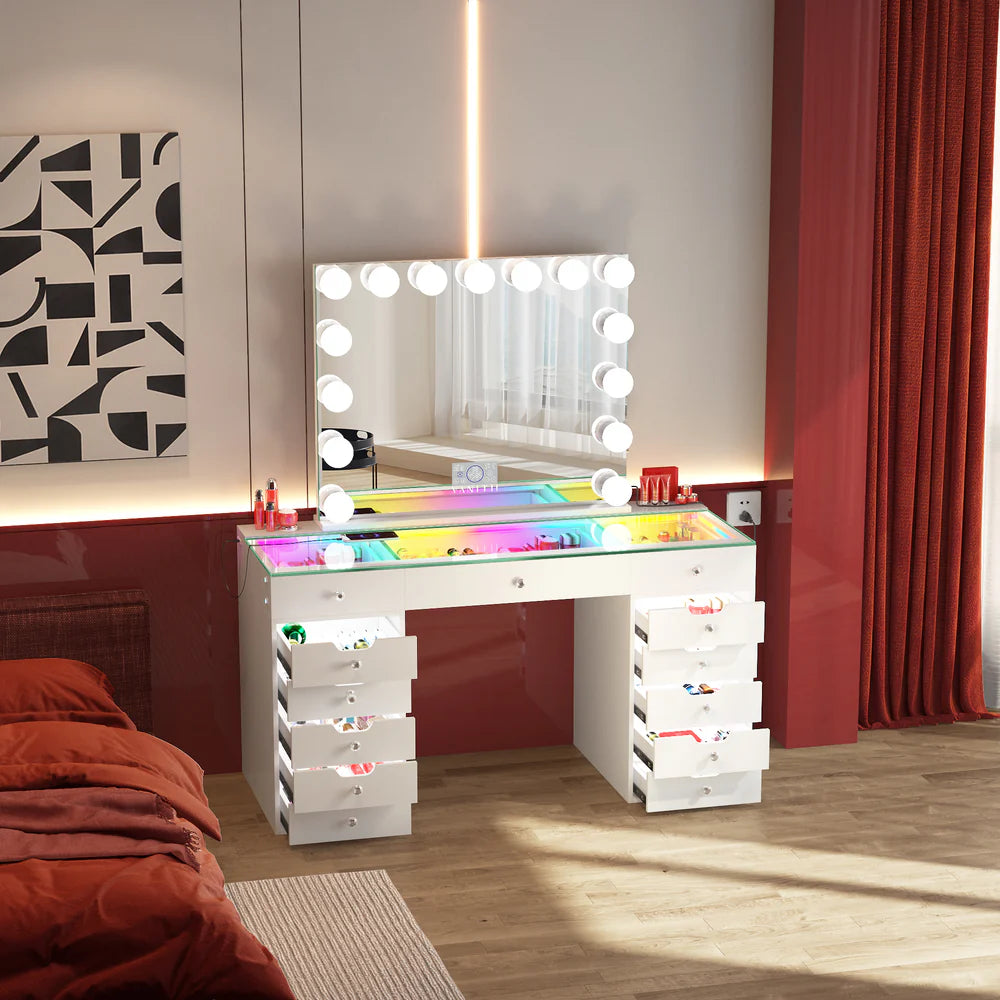 VanitiSet Pro Hollywood | Makeup Vanity Desk With Mirror & Lights