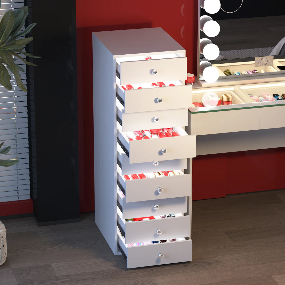 VanitiStack Tower Pro | Nine Lighted Storage Drawers