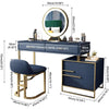 Vanity Desk with Adjustable LED Mirror, 4 Drawers, and Stool - LP Replenish