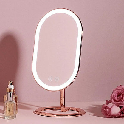 Vanity Makeup Mirror, Rechargeable with 3 Dimmable Light Settings and Dual Magnification - LP Replenish