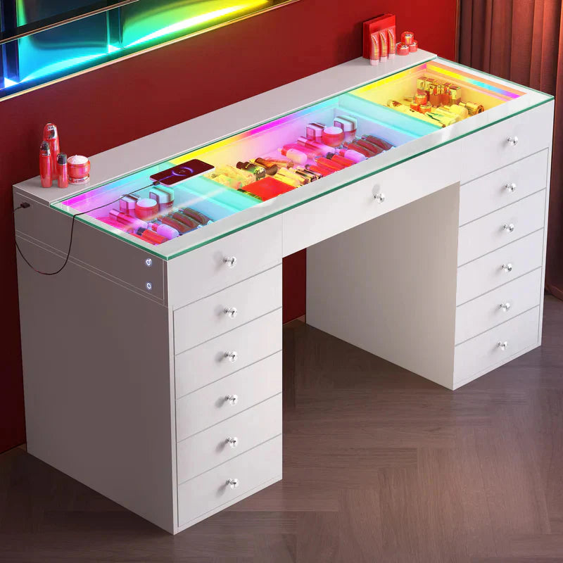VanitiBar Solis | Large Modern Vanity Desk with RGB Lighting