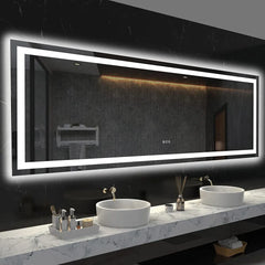 Waterproof Double Sink LED Vanity Mirror with Dimmable Lights