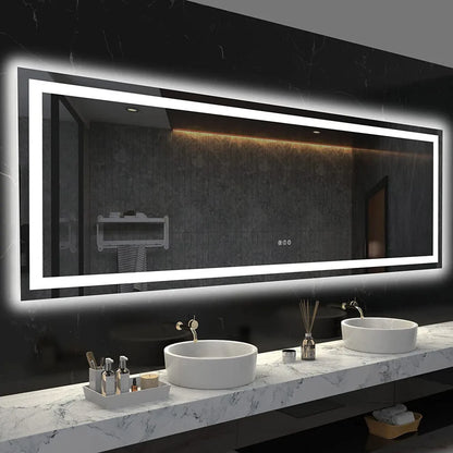Waterproof Double Sink LED Vanity Mirror with Dimmable Lights - LP Replenish