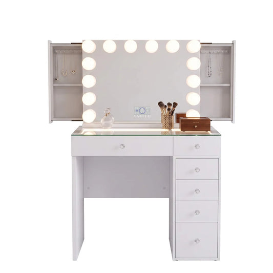 VanitiSet Veronica Atelier | 6 Drawer Desk & Jewelry Storage Mirror Set