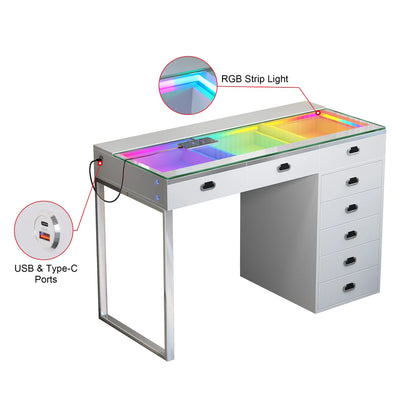 VanitiBar Royale | Luxury Vanity Desk with 8 Drawers