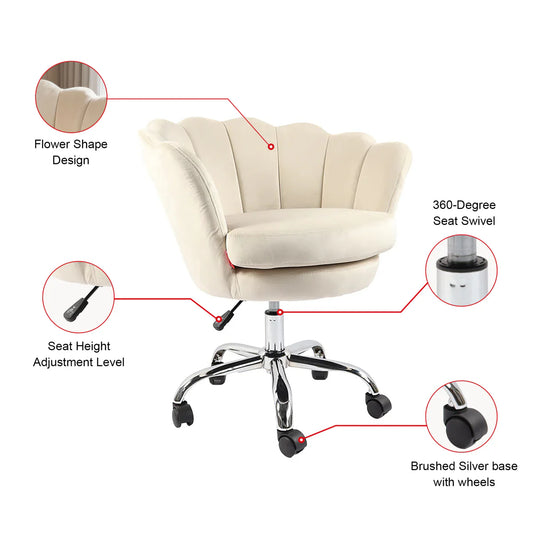 VanitiSeat Anna Soft | Adjustable Swivel Vanity Chair with Wheels