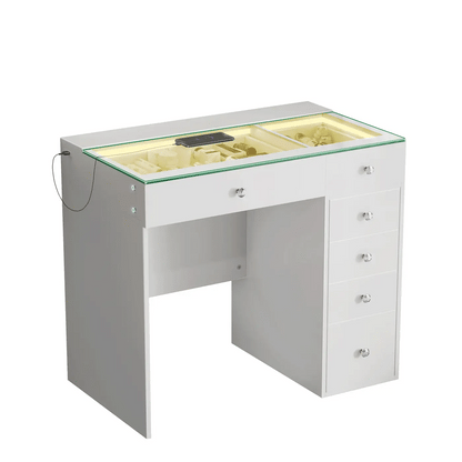 VanitiSet Veronica Atelier | 6 Drawer Desk & Jewelry Storage Mirror Set