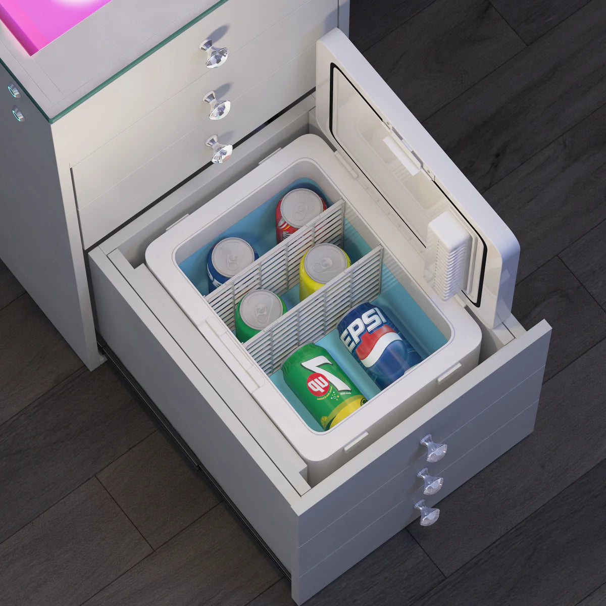VanitiBar Chill | Vanity Desk with Built In Mini Fridge