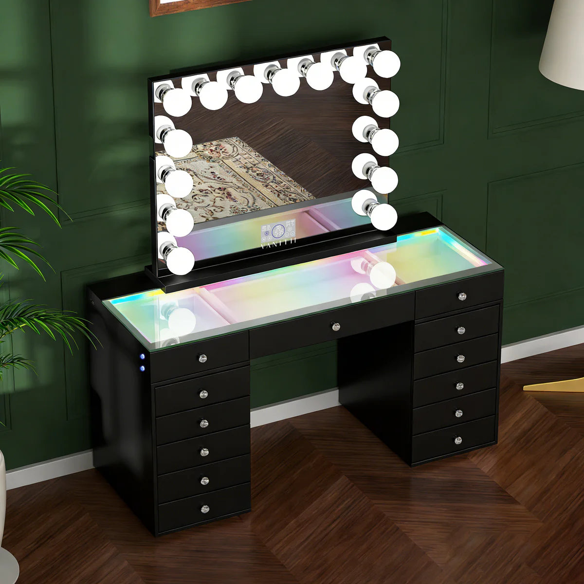 VanitiSet Solis | Classic Vanity Desk and LED Mirror Set