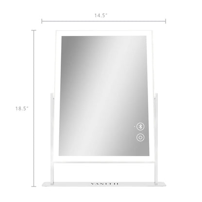 Portable LED Strip Mirror with Wireless Charging, Bluetooth Speaker, and 3 Light Modes - LP Replenish