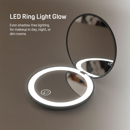 GoGlow Pocket | 3.5 inch Compact Folding Mirror with Light, 10X Magnification
