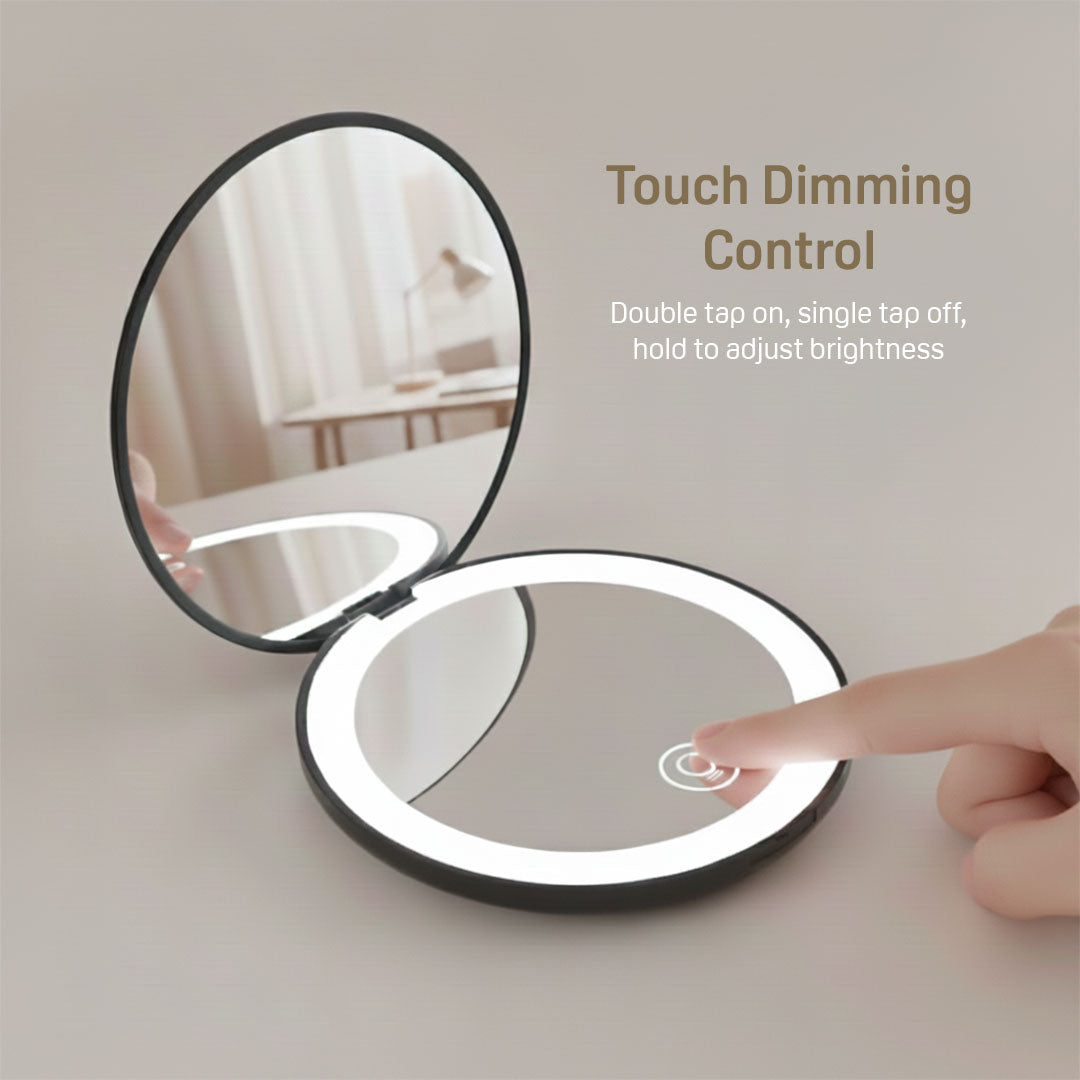 GoGlow Pocket | 3.5 inch Compact Folding Mirror with Light, 10X Magnification