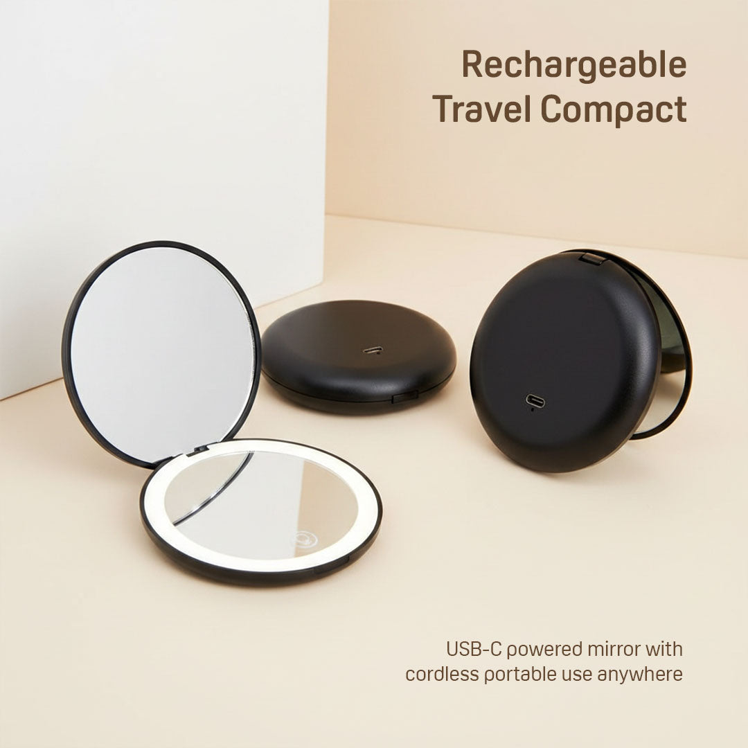 GoGlow Pocket | 3.5 inch Compact Folding Mirror with Light, 10X Magnification