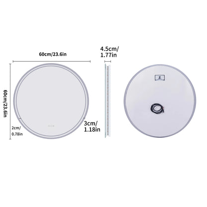 Smart Illuminate LED Round Mirror with Touch Screen and Anti-Fog Features