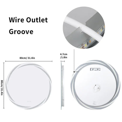 Bathroom Wall Mirror with Light Circle Backlit LED Bath Vanity Mirror Defog, 24 Inch - LP Replenish