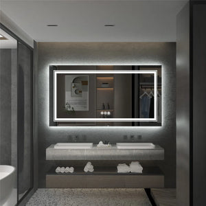 Waterproof Double Sink LED Vanity Mirror with Dimmable Lights