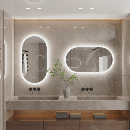 Oval Backlit Bathroom Vanity Mirror with Demister Pad - LP Replenish
