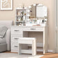 Makeup Vanity Desk with Lights and 4 Drawers and Arched Vanity Mirror