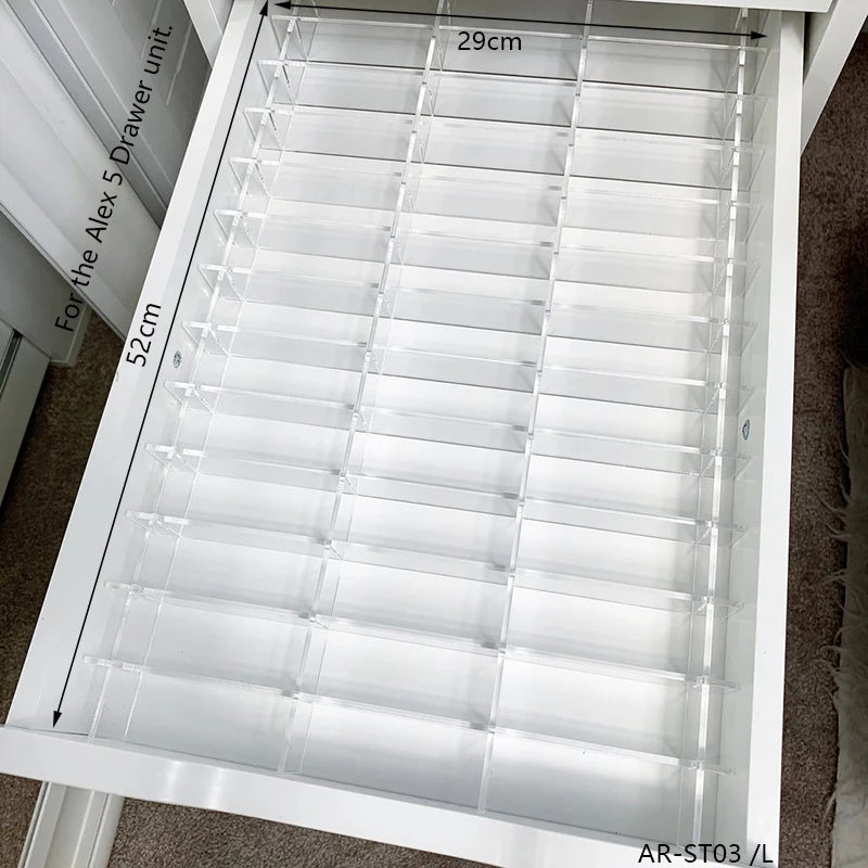 Drawer Divider Set For ALEX 5 And 9 Drawers, Acrylic Customizable in-Drawer Makeup Storage Organizer Dividers, Adjustable - LP Replenish