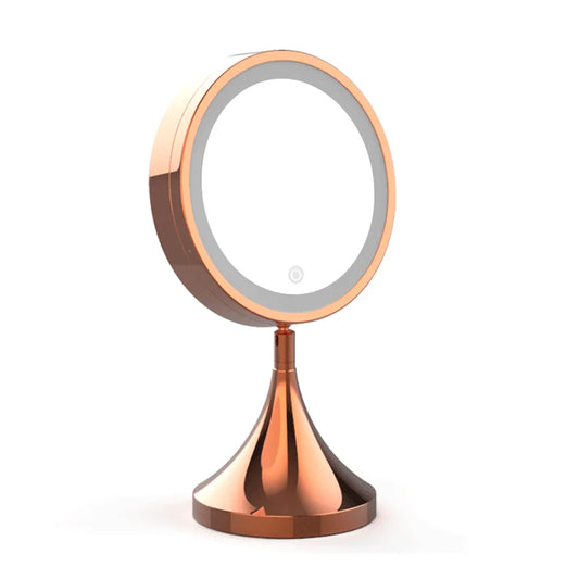 Portable Lighted Vanity Mirror with Touch Control Brightness and Magnification - 8 Inch HD LED