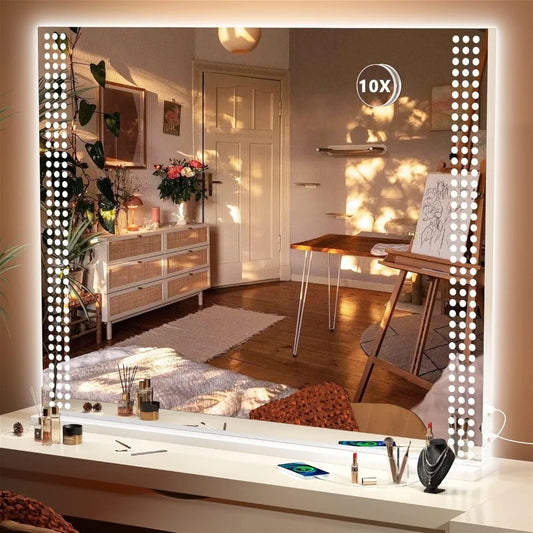 Best Vanity Mirror with Dotted LED Lights, Bluetooth Speaker, and USB Charging