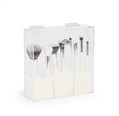 Clear Acrylic Makeup Brush Holder with Lid
